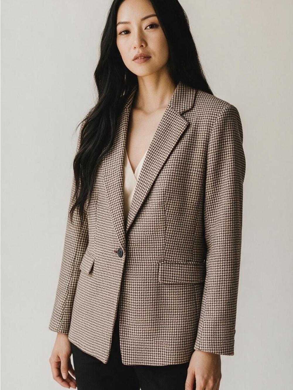 H&M PRINT ONE BUTTON BLAZER SZ 10